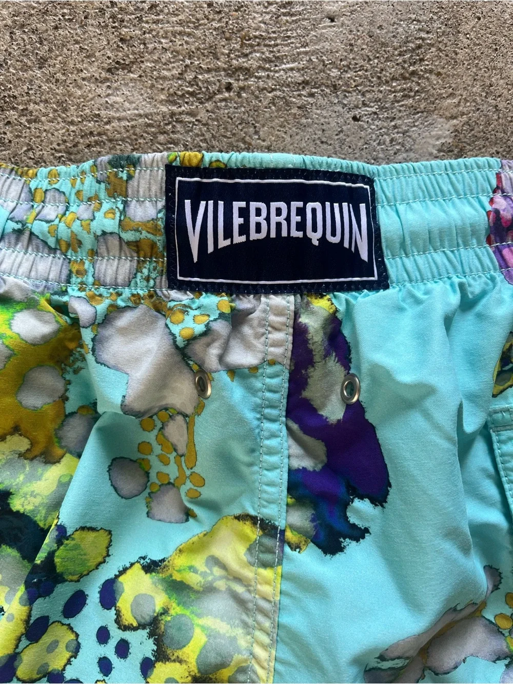 BILEBREQUIN Aqua Multi Floral Swim Trunks - Men's Light Aqua Swim Shorts